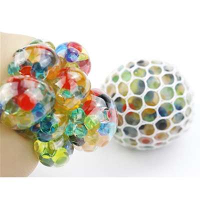 Hot Sales Stress Relief Squeezing Hand Wrist Toy Soft Colorful Grape Mesh Squishy Ball